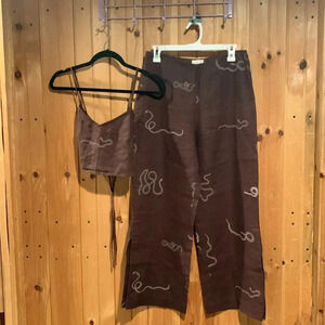 Paloma Wool Brown Abstract Wide Leg Pants